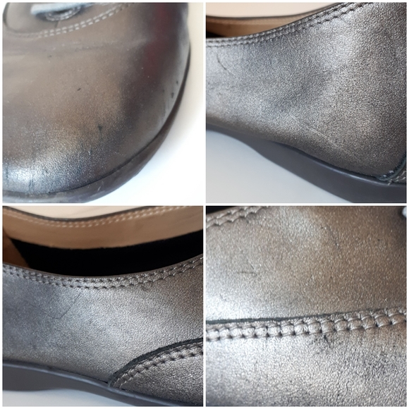 Easy Spirit Leather High Cut Laced Metallic Flats - Picture 3 of 9